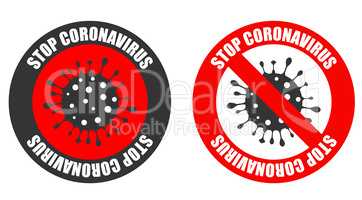 2019-nCoV Novel coronavirus bacteria. Coronavirus icon set. Stop coronavirus. Dangerous coronavirus cell in Wuhan China. Isolated on white stop coronavirus icon. No covid-19 infection.