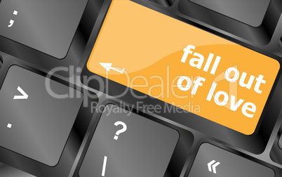 Modern keyboard key with words fall out in love