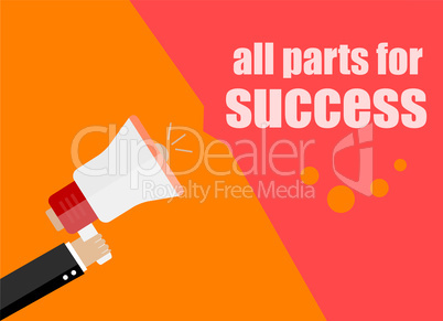 All parts for success. Flat design business concept Digital marketing business man holding megaphone for website and promotion banners.