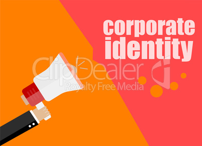corporate identify. Flat design business concept Digital marketing business man holding megaphone for website and promotion banners