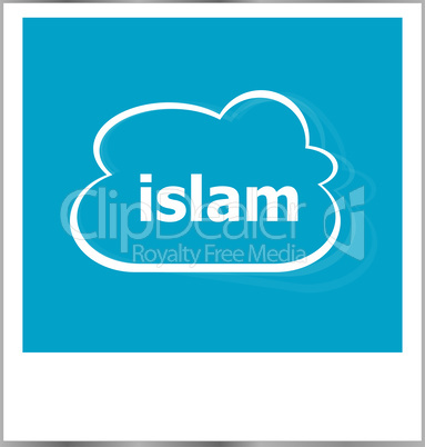 instant photo frame with cloud and islam word