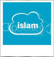 instant photo frame with cloud and islam word