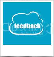 feedback word business concept, photo frame isolated on white