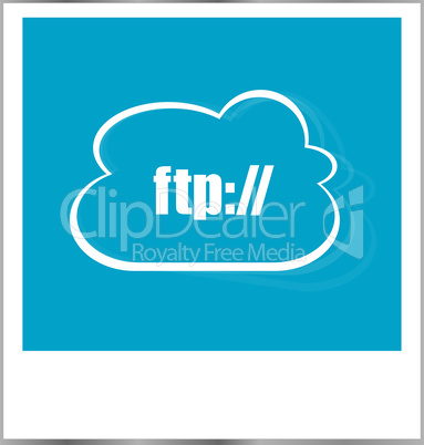 ftp word business concept, photo frame isolated on white