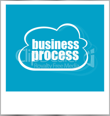 business process word business concept, photo frame isolated on white