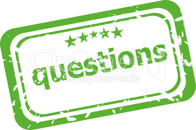 questions grunge rubber stamp isolated on white background