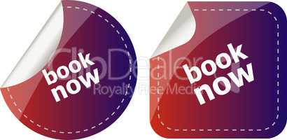 stickers label set business tag with book now word