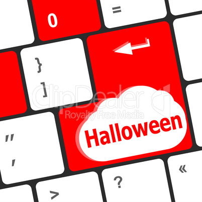 Computer keyboard key with key Halloween, closeup