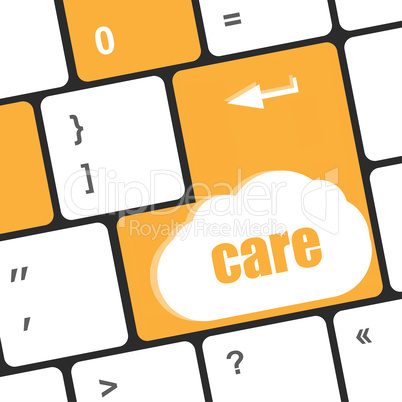 care concept with key on computer keyboard keys, social concept