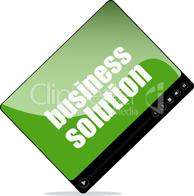 Video player for web with business solution words