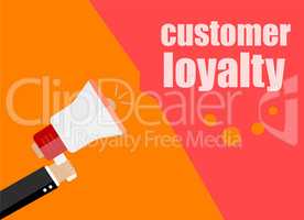 flat design business concept. customer loyalty. Digital marketing business man holding megaphone for website and promotion banners.