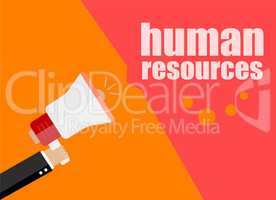 Human resources. Flat design business concept Digital marketing business man holding megaphone for website and promotion banners.