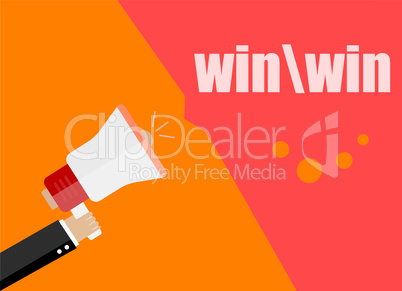 win. Flat design business concept Digital marketing business man holding megaphone for website and promotion banners