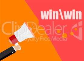 win. Flat design business concept Digital marketing business man holding megaphone for website and promotion banners