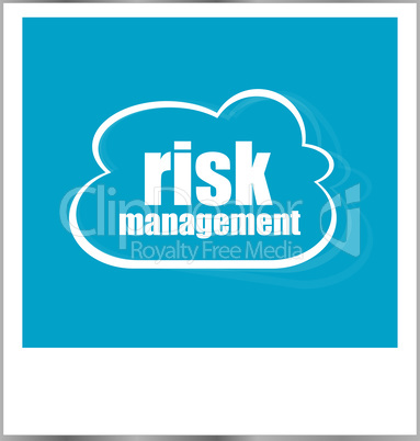 risk management word business concept, photo frame isolated on white