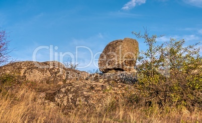 Granite Actovo canyon in the Devil Valley, Ukraine