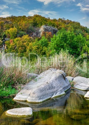 Granite Actovo canyon in the Devil Valley, Ukraine