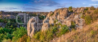 Granite Actovo canyon in the Devil Valley, Ukraine