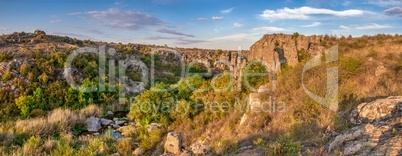 Granite Actovo canyon in the Devil Valley, Ukraine