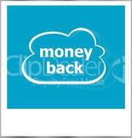 money back word business concept, photo frame isolated on white
