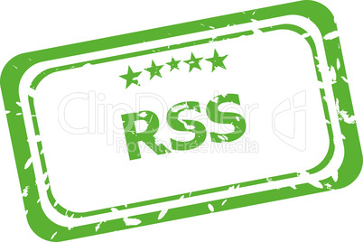 rss grunge rubber stamp isolated on white