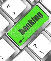 Keyboard key with enter button banking, business concept