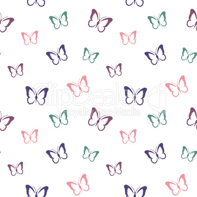 Butterflies in pastel colors seamless pattern