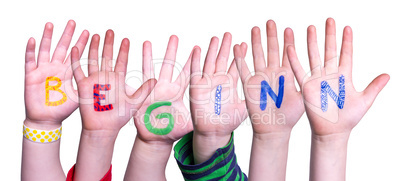 Children Hands Building Word Beginn Mean Beginning, Isolated Background