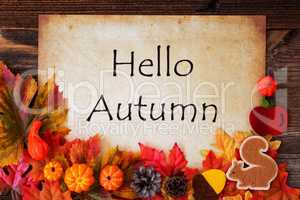 Old Paper With Hello Autumn, Colorful Autumn Decoration