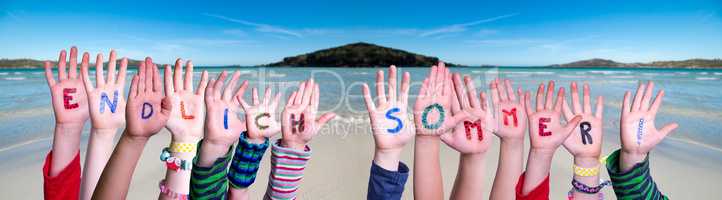 Children Hands, Endlich Sommer Means Finally Summer, Ocean Background