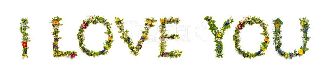 Flower And Blossom Letter Building Word I Love You