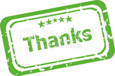 Stylized stamp showing the term thanks. All on white background