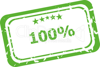 100% rubber stamp over a white background