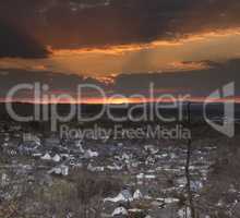 Sunrise with with clouds over the german city called Hallenberg