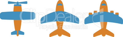Airplane colorful vector cartoon icon set