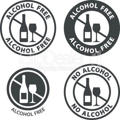 Black isolated alcohol free vector circle stamp