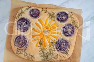 Blumen Focaccia Brot