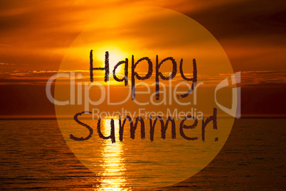 Romantic Ocean Sunset, Sunrise, Text Happy Summer