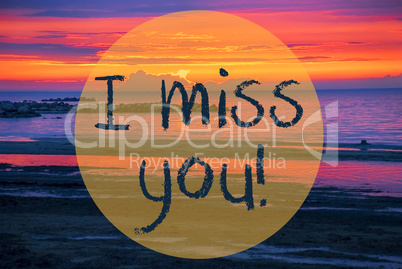 Sunset Or Sunrise At Sweden Ocean, Text I Miss You