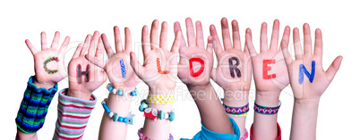 Children Hands Building Word Children, Isolated Background