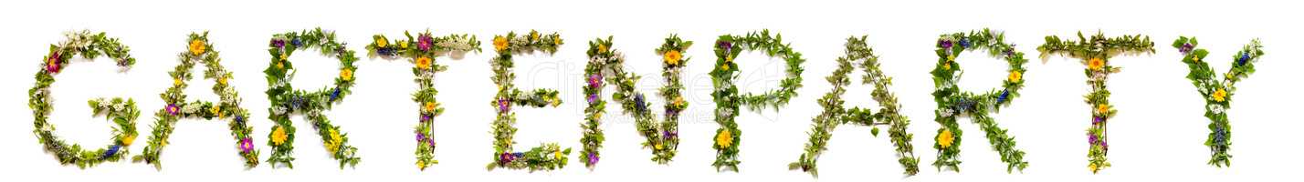 Flower And Blossom Letter Building Word Gartenparty Means Gardenparty