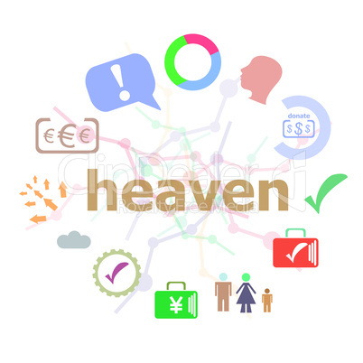 Text Heaven. Social concept . Set of line icons and word typography on background