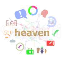 Text Heaven. Social concept . Set of line icons and word typography on background