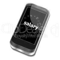 Text Salary. Business concept . Smartphone with business web icon set on screen