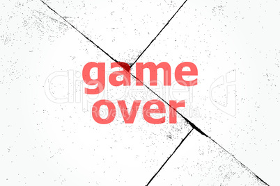 Text Game over. Web design concept . Closeup of rough textured grunge background