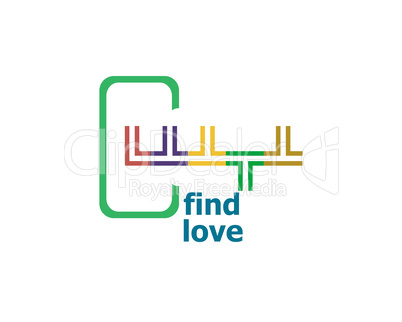 Text Find love. Social concept . Abstract emblem, design concept, element for template.