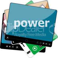 Video media player for web with text Power