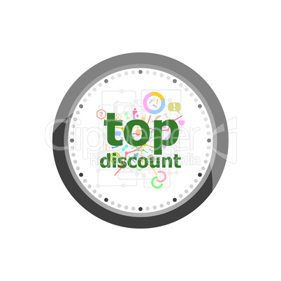 Text Top discount. Business concept . Set of modern flat design concept icons for internet marketing. Watch clock isolated on white background