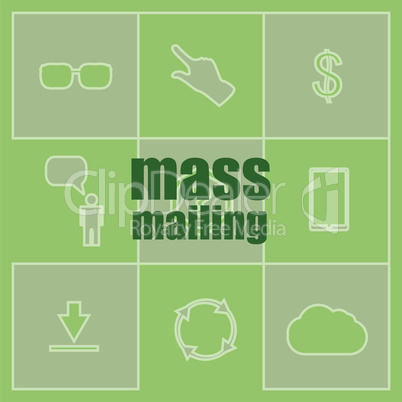 Text mass mailing. Management concept . Icon and button set
