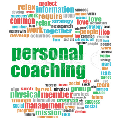 word personal coaching. Education concept . Word cloud collage